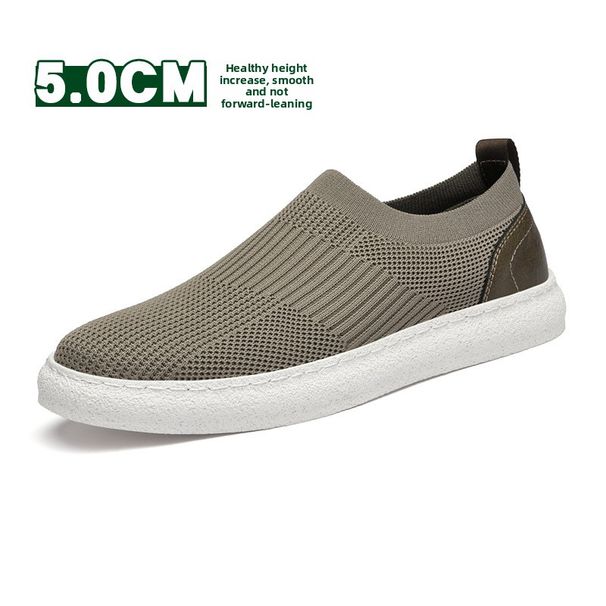 Scarpe da tavola retrò in pelle di vacchetta intrecciata Fly, comode scarpe da tavola in rete con interno invisibile e aumento dell'altezza_voghion.com