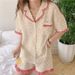 Korean Pajama For Women Summer Loungewear Sleepwear Sets Girls Sweet Plaid Lapel Pyjama Kawaii Ruffle Pijama Japanese Home Suit_voghion.com
