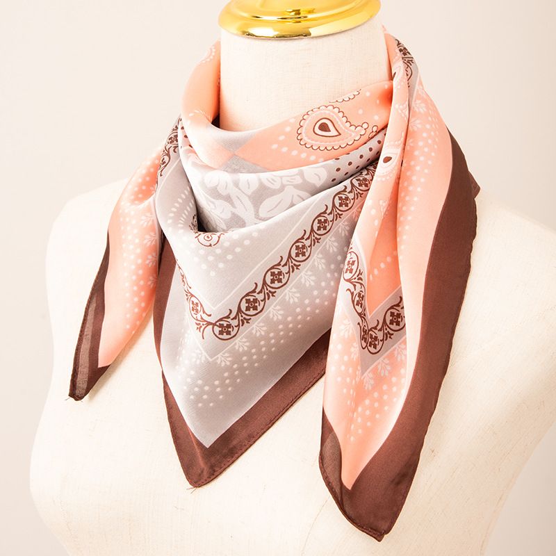 Elegante bufanda cuadrada pequeña de 70 cm con estampado de seda simulada japonesa y coreana para mujer, producción artesanal, novedad de verano de 2024_voghion.com