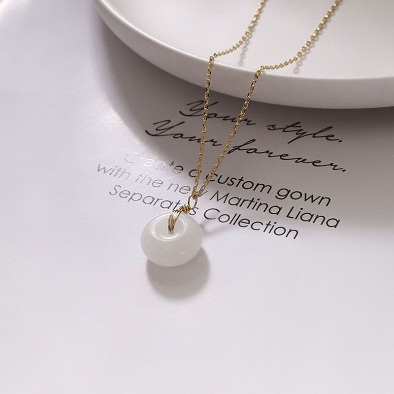 Stempel VENUS Sier Color Hetian Jade Halskæde til kvinder Fashion Peace Ｈappine smykker Pigegave Dropship_voghion.com