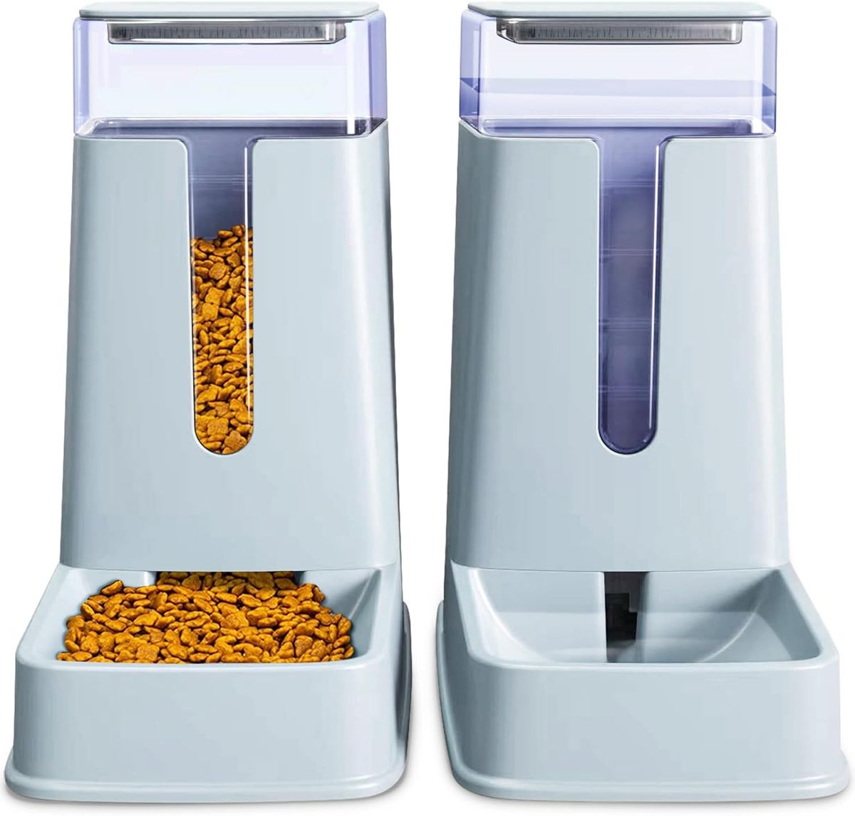 Katzenfutterspender und Wasserspender Im Set, 2 Packungen, Für Kleine, Mittelgrosse und Große Haustiere, Welpen, Kätzchen, Grau_voghion.com