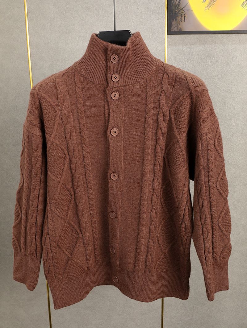 Abbigliamento maschile Giacca cardigan in maglia uomo autunno e inverno 2024 nuovo abbigliamento esterno spesso stile pigro maglione intrecciato di alta qualità_voghion.com