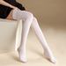 Calze bianche antiscivolo in silicone extra lunghe sopra il ginocchio, calzini a metà polpaccio JK_voghion.com