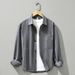 Camicia da uomo a maniche lunghe vestibilità rilassata - Camicia casual in cotone pesante 100% con bottoni e taschino sul petto (grigio scuro/grigio chiaro/nero/verde, oversize,_voghion.com