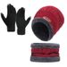 Cappello da uomo in maglia tre pezzi più cappello in pile Sciarpa da donna Guanti touch screen Tuta invernale calda_voghion.com