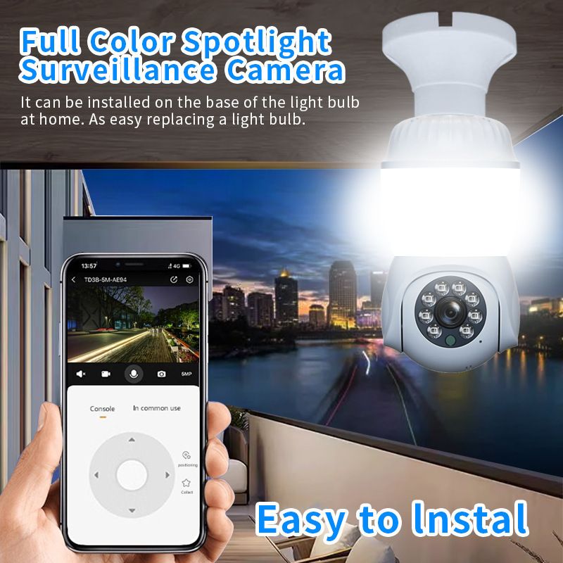 New Model Surveillance 1080P Mobile Phone HD Long Range Wireless Night Vision Bulb Camera With Light_voghion.com