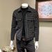 Ανδρικά Ρούχα, Μπουφάν Houndstooth, Μοντέρνο, Ριγέ, Στενή Εφαρμογή, Παλτό, Business, Casual, Ανδρικά Μπλούζες_voghion.com