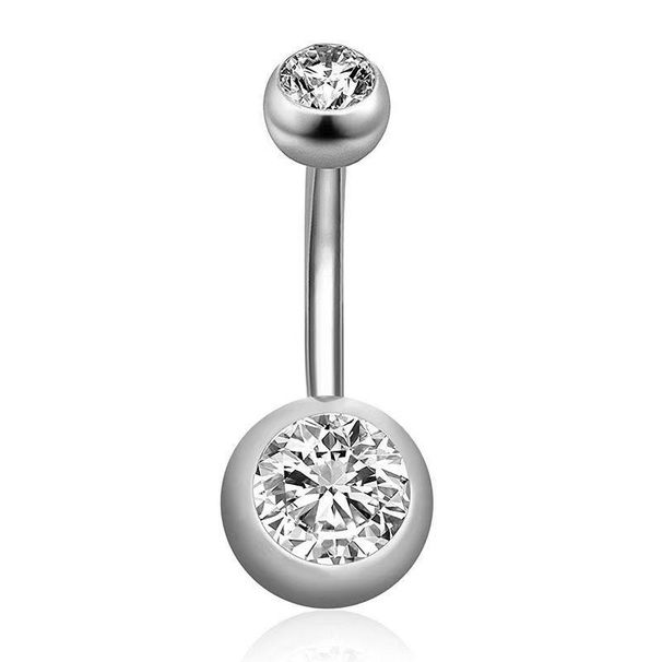 Piercing per ombelico curvo in zirconia cubica - Gioiello per il corpo in acciaio chirurgico 316L, vestibilità comoda (14G/16G, ipoallergenico, confezione regalo inclusa)_voghion.com
