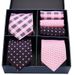 2023 New Men's Fashion Business Stripe Tie Square Scarf Combination Set Gift Box_voghion.com