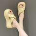 Women's Casual Summer New Thick-Soled Platform Round-Toe One-Strap Sandals Beach Shoes Cross_voghion.com