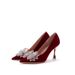 【Y-509-1】Plus Size Red Wedding Bride Extra Large Bowknot Fat Wide Feet Pointed Toe Women's Shoes_voghion.com