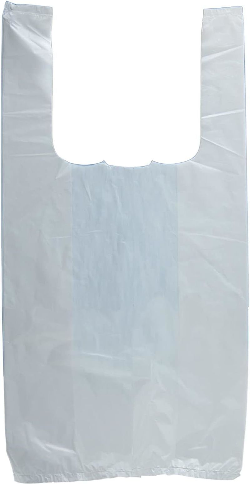 White Plain Plastic Bags with Handles 8" x 4" x 16"; Pack of 2000 Polyethylene Plastic Bags for Small Business; Single Use Plastic Grocery Bags with H_voghion.com