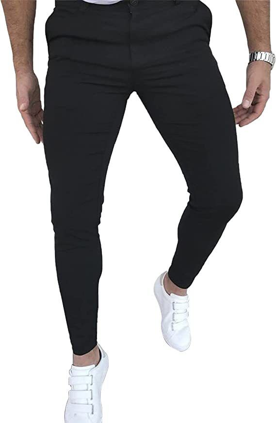 Moške zimske kariraste ozke pentl hlače za prosti čas_voghion.com
