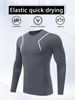 Men's Compression Long Sleeve Workout Shirt – Moisture-Wicking Polyester-Spandex Blend For Running & Gym (Black/Grey/Navy, XS-XXL EU/US Sizing)_voghion.com