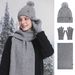 Autumn And Winter Wool Hat Scarf Gloves Three Piece Set Warm Double Layer Plus Velvet Knitted Women's Knitted Hat Cross Border_voghion.com