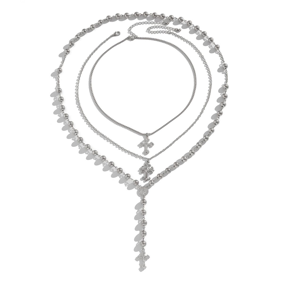 Collana con ciondolo a croce, perline e strati, per uomo, hip-hop, cubano, accessori di alta gamma_voghion.com