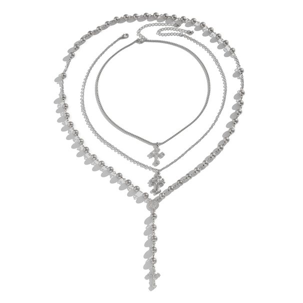 Collana con ciondolo a croce, perline e strati, per uomo, hip-hop, cubano, accessori di alta gamma_voghion.com