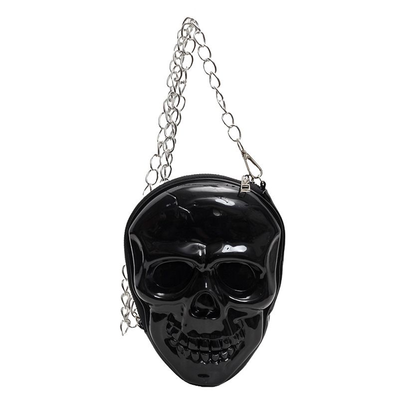 Borsa a tracolla con teschio gotico per donna - Borsa a tracolla vintage in PU con tracolla a catena, accessorio per feste di Halloween_voghion.com