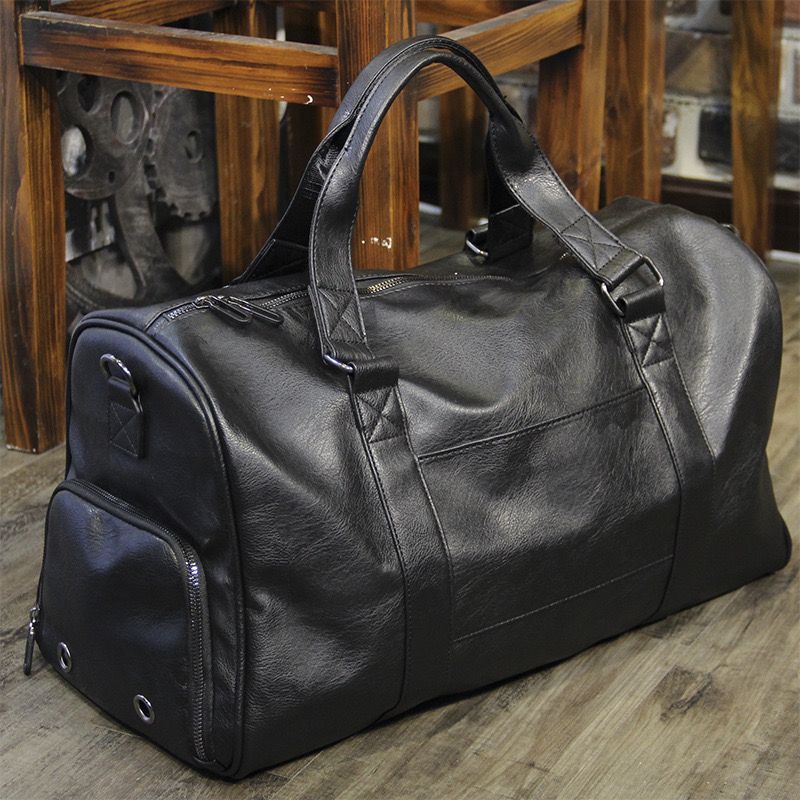 Men's Genuine Leather Travel With Shoe Compartment, Large Capacity Handbag, Shoulder Crossbody Bag, Waterproof And_voghion.com
