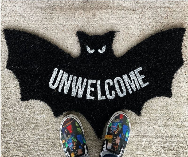 Halloween bat skull cashmere floor mats home bedroom bedside foot mats personality creative door mats_voghion.com