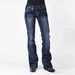Retro Flare Jeans – Mid-Rise Stretch Bootcut Denim Pants For Women (Vintage Wash, Curve-Hugging Silhouette)_voghion.com