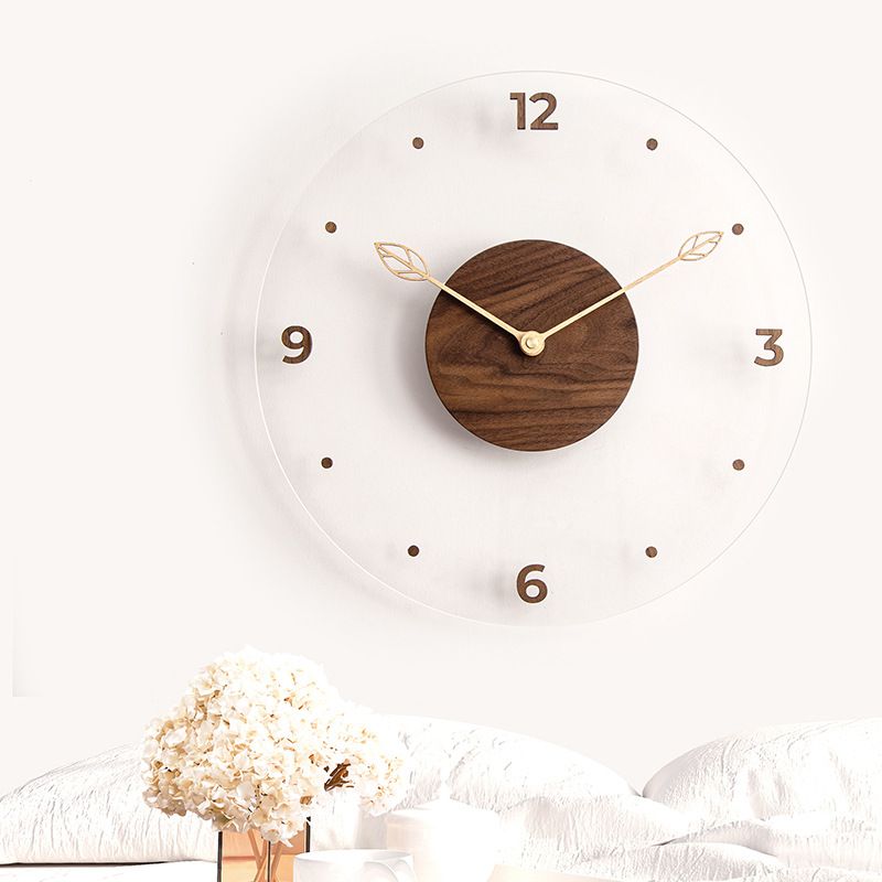 2025Minimalist Nordic Creative Solid Wood Acrylic Glass Home Living Room Decoration Wall Clock_voghion.com
