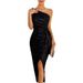 Elegant One-Shoulder Sequin Maxi Dress – Glitter Wrap Evening Gown With High Slit_voghion.com