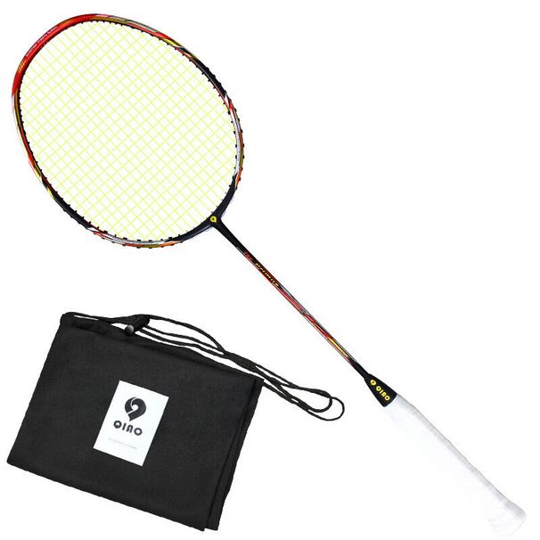 QIAO Xiaojiang TP Full Carbon Single Racket With Stringed Badminton Bag Red Gold_voghion.com