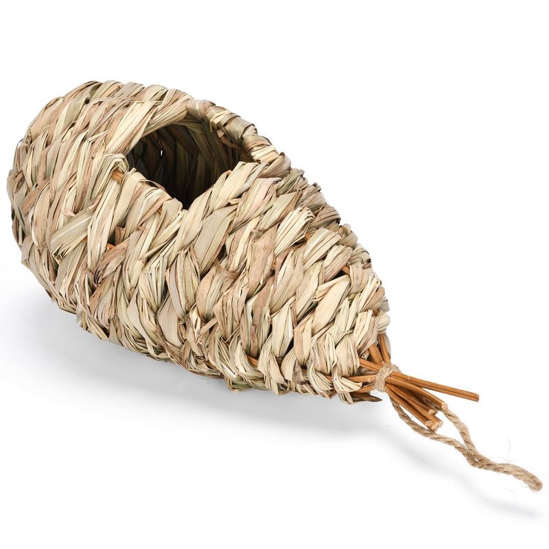 Mini nido de pájaro tejido con hierba, jaula de pájaros creativa hecha a mano, decoración de jardín, casa de pájaros ecológica_voghion.com