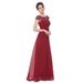 Elegantes Abendkleid aus Chiffon und Spitze für Damen – A-Linien-Ballkleid für Brautjungfern mit fließendem Rock und Blumenstickerei_voghion.com