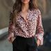 Elegante camicetta con stampa leopardata per donna - Elegante camicia a maniche lunghe con stampa animalier chic, comodo tessuto in poliestere, versatile per lavoro e tempo libero_voghion.com