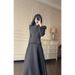 French Style Elegant Women's 2025 Spring New Korean Version Bow Tie Long Sleeve Top Flared Skirt Two-Piece Set_voghion.com