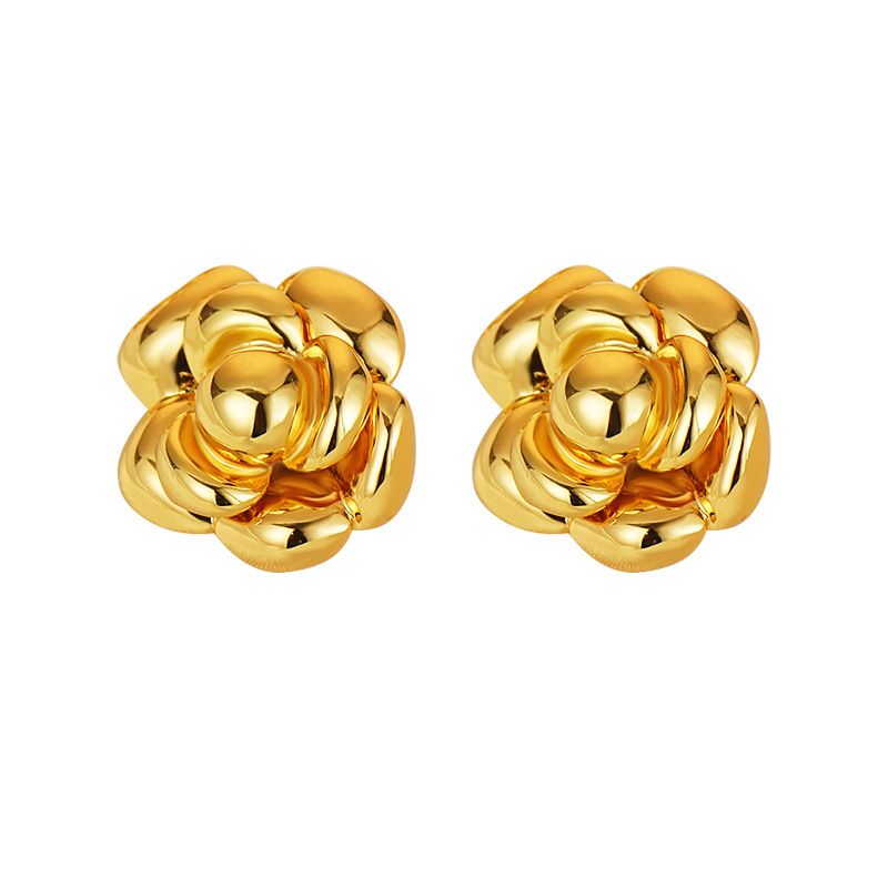 Orecchini vintage a forma di camelia di montagna profumata, orecchini discreti, orecchini antichi Xiang nonna, orecchini rosa_voghion.com