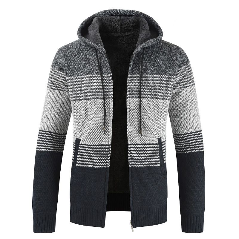 Herenkleding Capuchon trui vest heren trend losse jeugd plus fleece dikke bijpassende kleur trui jas_voghion.com