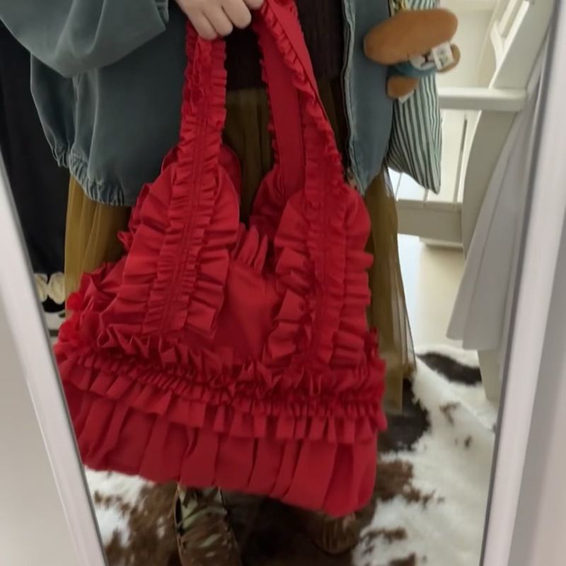 Borsa a tracolla singola in pizzo plissettato, abbigliamento casual alla moda e versatile, semplice da usare per i pendolari_voghion.com