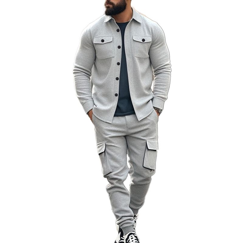 Herrenbekleidung Herren Fleece Taktische Jagdjacke Set mit Stehkragen - Outdoor Arbeitskleidung Zweiteiliger Anzug, Lockere Passform, Warm & Bequem_voghion.com