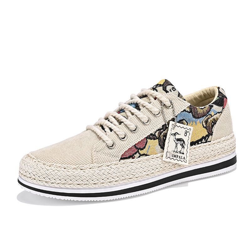 Zapatos de pescador de pana de paja para primavera y otoño, zapatos planos informales diarios para estudiantes, zapatos de estudiante con cordones para hombres de las cuatro estaciones_voghion.com