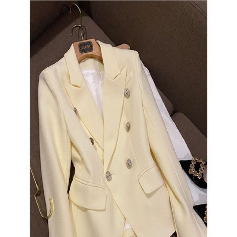 Vêtements Printemps et Automne Nouvelles Femmes Veste Classique Femme Bouton Métallique Costume Slim Double Boutonnage_voghion.com