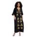 Embroidered Rayon Maxi Dress - Flowy Beach Cover-Up With Leaf Design, Plus Size Summer Tunic For Women"_voghion.com