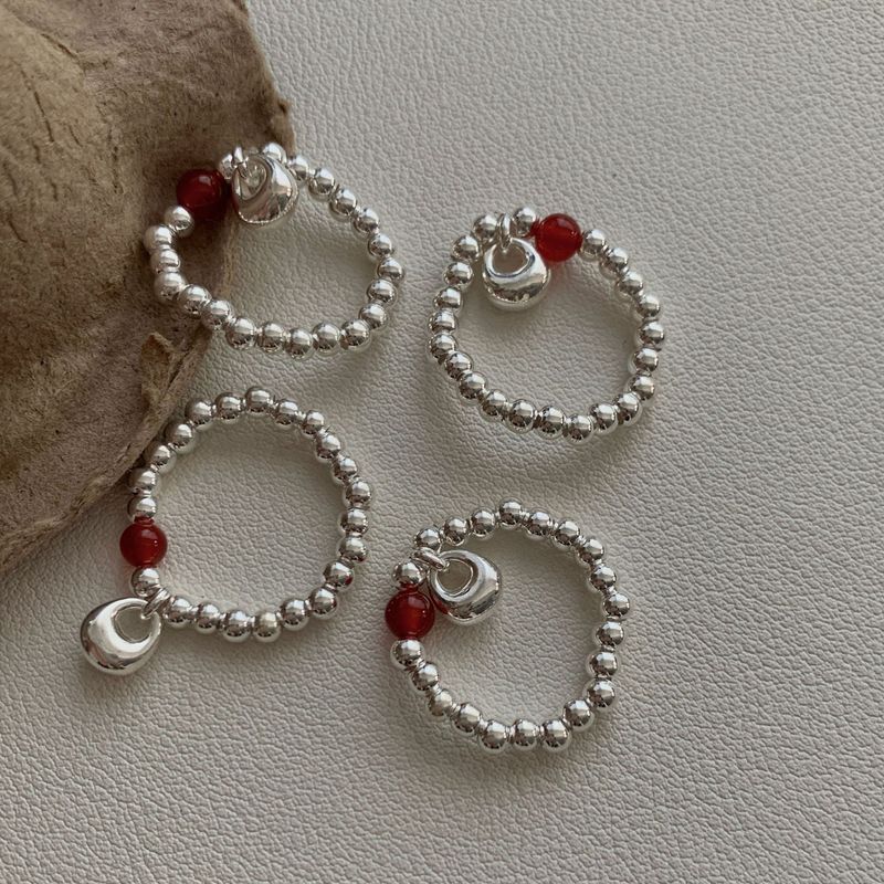 Anello di Capodanno in argento puro con bilancia in agata rossa per donna, in stile cinese, con design di nicchia_voghion.com