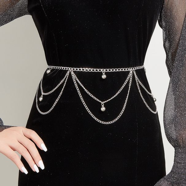 MW3197 Europese en Amerikaanse tailleketting eenvoudige kleine bolvormige hanger meerlaagse golvende kwast schommelketting tailleketting tailledecoratie_voghion.com