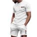 Férfi nyári fitnesz rövid ujjú nadrág szett kerek nyakú póló hétköznapi sport szett_voghion.com