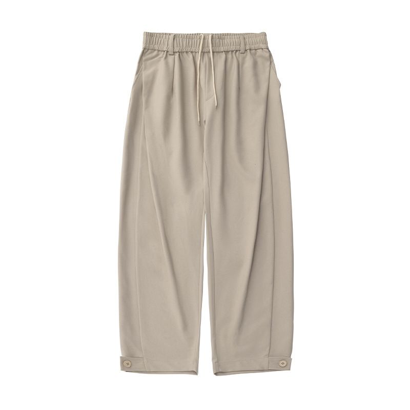 Pantalon décontracté plissé tridimensionnel pour homme, style automne, avec ouvertures de jambe réglables, coupe droite, style rétro tendance_voghion.com