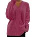 Women's V-Neck Cable Knit Sweater Coat - Soft & Stylish Fall Winter Pullover Cardigan In Solid Colors (Green, Rose, Purple)_voghion.com