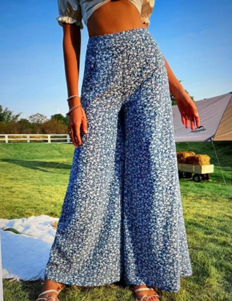 Bedruckte Hose mit weitem Bein für Damen_voghion.com