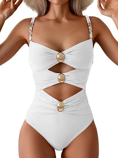 Women's Clothing Slimming Double Shoulder Straps High End One Piece Bikini Swimsuit For Women_voghion.com