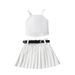 Summer children's solid color suspender wrap vest pleated short skirt belt trendy girl set_voghion.com