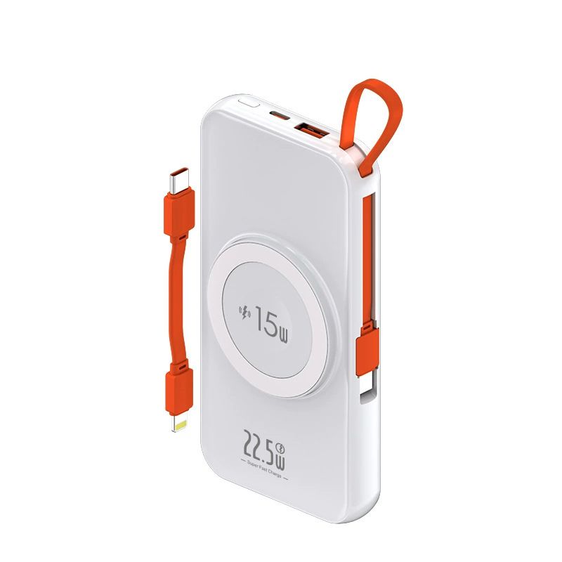 Power Bank Spot PD22.5W Magnetic Wireless Charging Power Bank 10000 MAh Digital Display With Built In Wire Portable Mobile Power Bank_voghion.com