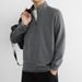Men's Winter Long Sleeve Pullover Sweatshirt With Zip-Up Stand Collar, Casual Loose Fit Top For Trendy Urban Style_voghion.com
