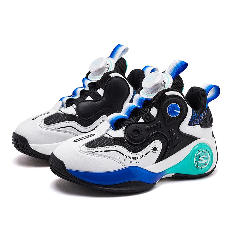 Barnesko skinn gutte basketballsko høst barnesportsko friksjonslydknappsko_voghion.com